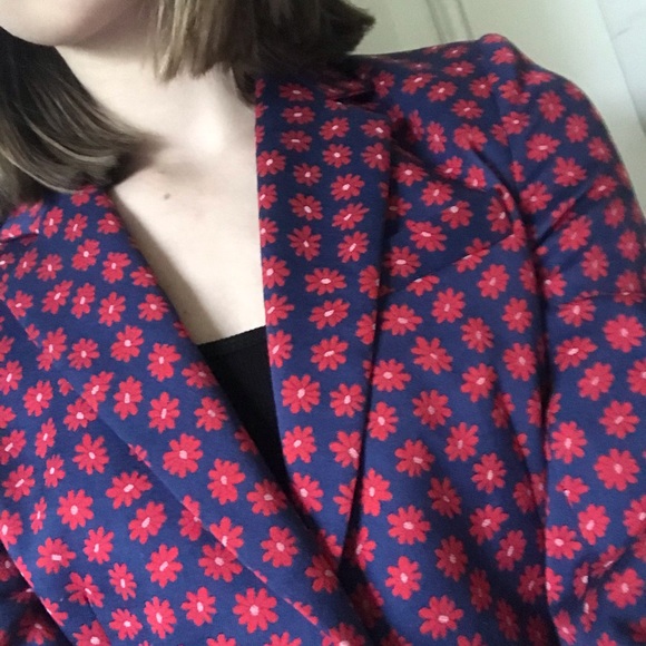 Alice & Olivia navy floral print fitted blazer - Picture 4 of 6